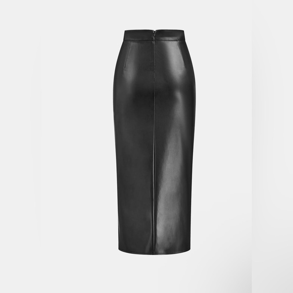 Commense Black Leather Pencil Skirt - Picture 2 of 2